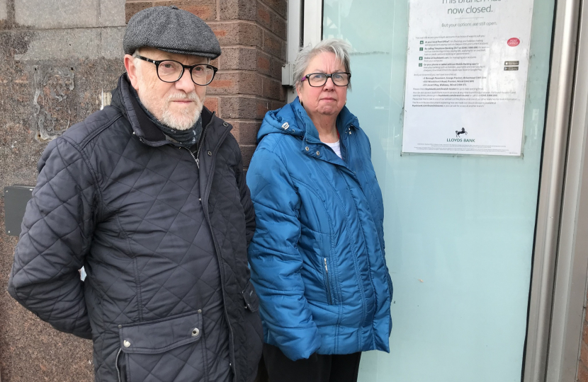 Councillors Colin Baldwin and Vida Wilson at one of the former bank branches in Moreton