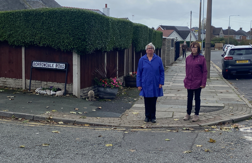 Councillor Vida Wilson and Margaret Kalil at the junction