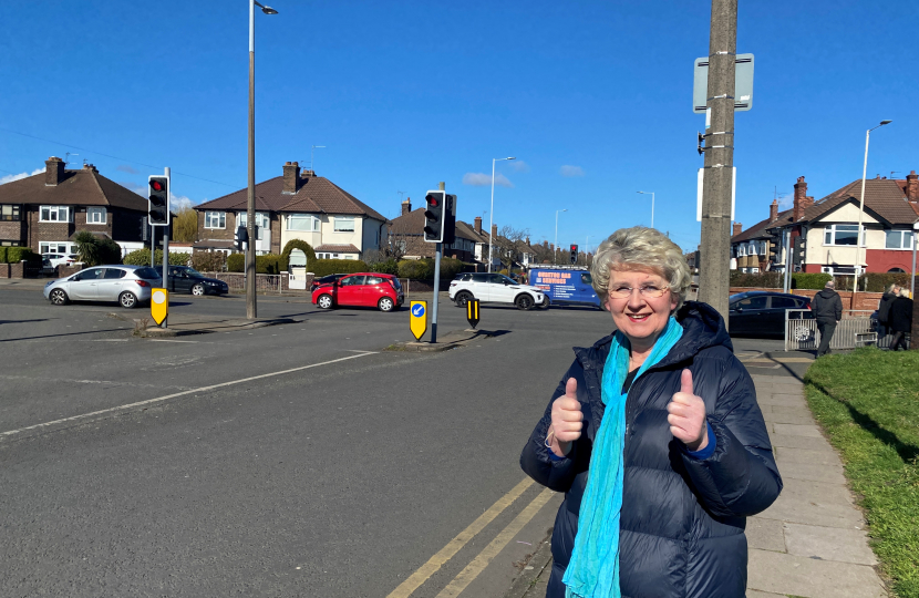 Lesley Rennie at Cross Lane junction