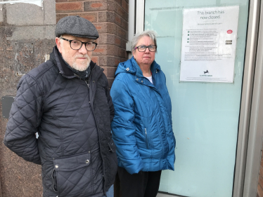 Councillors Colin Baldwin and Vida Wilson at one of the former bank branches in Moreton