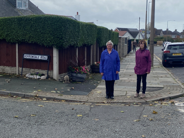 Councillor Vida Wilson and Margaret Kalil at the junction