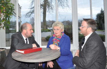 Councillors Ian Lewis and Lesley Rennie meet with Roads Minister Richard Holden