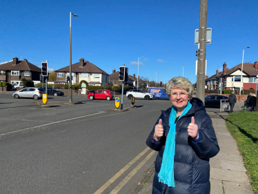 Lesley Rennie at Cross Lane junction